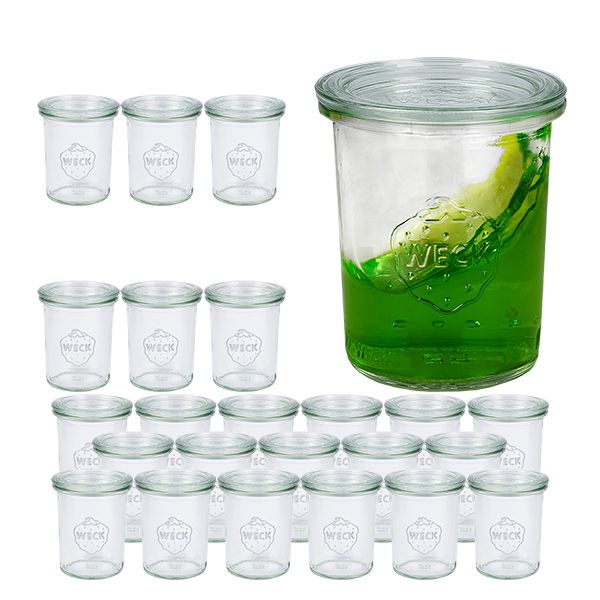24er Set Weck Gläser 160 ml Sturzgläser mit 24 Glasdeckeln