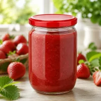 Großes 555ml Vorratsglas UNiTWIST mit rotem BasicSeal Deckel perfekt für Marmeladen und Fruchtaufstriche
