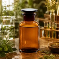 Klassische Rundschulterflasche 250ml braun mit Glasstopfen für Tinkturen und Öle