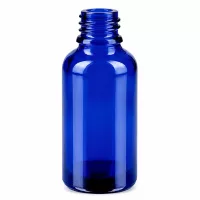 Kompakte blaue 30ml Glasflasche mit Tropfverschluss optimal für Aromatherapie und Kosmetik