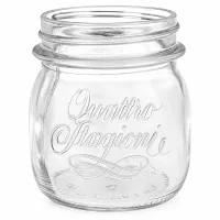 250ml Quattro Stagioni Einmachglas aus klarem Glas mit geprägtem Logo ohne Deckel für Konservierung und Aufbewahrung