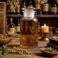 Historische Apothekerflasche 500ml Rundschulter klar Glasstopfen Weithals für Kräuterpräparate