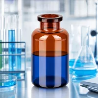 Kompakte Braunglas Injektionsflasche 20ml mit weitem Hals auf Labortisch