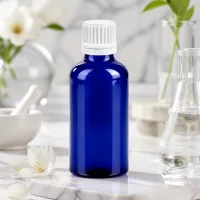 50ml OV BlueLine Glasflasche mit ergonomischem Design und tropffreiem Verschluss