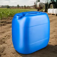 Quadratischer blauer 30 Liter Kanister ohne Verschluss mit integriertem Doppel-Tragegriff