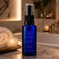 Zylindrische blaue 30ml Apotheker-Sprühflasche aus Glas mit transparenter Verschlusskappe
