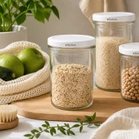 UNiTWIST Sturz350 Vorratsgläser mit TO82 BioSeal in nachhaltiger Zero-Waste Küche für plastikfreie Aufbewahrung