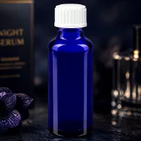 30ml blaue Pharmaglasflasche Standard mit weißem Originalitätsverschluss für Kosmetikserums