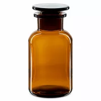 Rundschulterflasche Braunglas 250ml Weithals Glasstopfen zur sicheren Lagerung