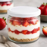 540ml Rundglas BasicSeal weiß als Dessertglas mit Erdbeer-Tiramisu - stilvolles Portionsglas für Nachspeisen