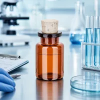 Robuste Aufbewahrungsflasche 10ml aus Braunglas mit Kork für Öle Säuren und Laborchemikalien