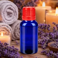 Premium 20ml Flasche aus kobaltblauem Glas mit rotem Sicherheitsverschluss
