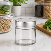 Vielseitiges 135ml Schraubglas von UNiTWIST mit silbernem Deckel für nachhaltige Lebensmittellagerung
