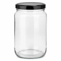 1700ml Rundglas mit schwarzem BasicSeal Deckel UN-Zertifizierung Glaskonserve Einmachglas Vorratsglas