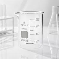 UNiTWIST Laborglas 800ml Borosilikat niedrige zylindrische Form mit weißem Beschriftungsfeld