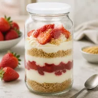 1062ml Rundglas BasicSeal Deckel weiss mit Erdbeer-Dessert Schichtdessert Tiramisu Glas Nachtisch Vorratsglas