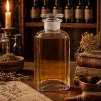 Antike Apothekerflasche Vierkant 250ml klar Glasstopfen Weithals für Öle Essenzen Tinkturen