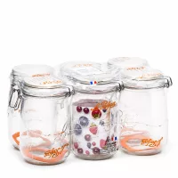 Le Parfait Vorratsglas Super 1000ml mit Bügelverschluss Set von 4 Stück aus klarem Glas made in France