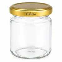 Leeres Einmachglas UNiTWIST Runda53 mit goldenem TO43 BioSeal Deckel für Marmelade und Konservierung