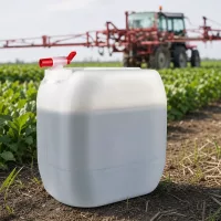 Großvolumiger weißer Kanister 30 Liter mit Ablasshahn für agrochemische Flüssigkeiten