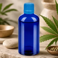 Sterile 100ml blaue Glasflasche mit Erstöffnungsschutz ideal für pharmazeutische Anwendungen