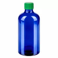 Pharmazeutische Tropfflasche 100ml blau mit grünem Tropfverschluss für Medikamente