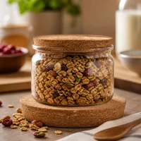 WECK RR100 Korken Anwendung Müsli-Vorratsglas mit Nüssen Trockenfrüchten luftdichte Lagerung Korkdeckel 94mm