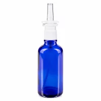Zylindrische blaue 50ml ApoGlas-Flasche mit weißem Schraubring und transparentem Nasenapplikator