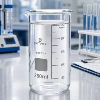 Professionelles UNITWIST Laborglas 250ml hohe Form zylindrisch mit Schnabelausguss