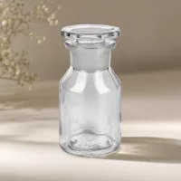 Steilbrustflasche 50ml Weithals klar mit Glasstopfen robuste Apothekerflasche im Vintage-Stil