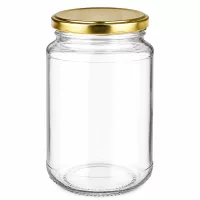UNiTWIST Einmachglas 320ml runde Form mit goldfarbenem Twist-Off Verschluss BasicSeal