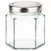 UNiTWIST Mini Hexaglas Set 48 Stück 47ml transparentes Glas mit silbernem Twist-Off Deckel