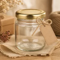 Kompaktes Rundglas 53ml mit goldfarbenem Deckel perfekt für Marmelade Honig und Gewürze