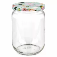 UNiTWIST 555ml Rundglas Einmachglas mit romantischem mintgrünem Blumendeckel BasicSeal