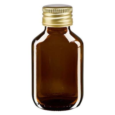 100ml Medizinflasche braun, mit Verschluss gold Aluminium ApoGlas