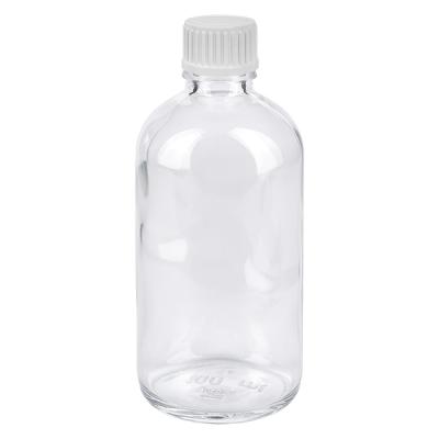 Leere 100ml Tropfflasche Klarglas mit weißem Schraubdeckel ideal für Öle und Medikamente STD
