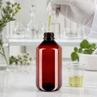 PET Rundflasche 500ml in Braunglas-Optik mit Sicherheitsverschluss für Laborprodukte