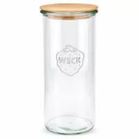 WECK Sturzglas 1500ml RR100 mit Holzdeckel transparent Vorratsglas Einmachglas Glasdose rund
