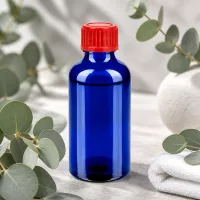 Lichtgeschützte 50ml Glasflasche mit rotem Verschluss ideal für lichtempfindliche Substanzen