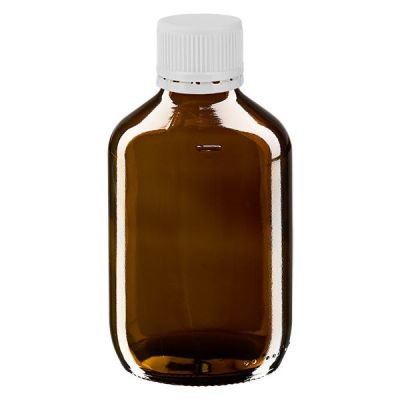 200ml Medizinflasche braun, Verschluss weiß mit Originalitätsring ApoGlas