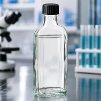 Lebensmittelechte 100ml Meplat Glasflasche mit EPE-Dichtscheibe im wissenschaftlichen Laborsetting