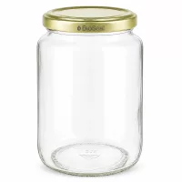 1000g Honigglas leer mit goldenem BioSeal Deckel für Honig Marmelade und Einmachen aus klarem Glas