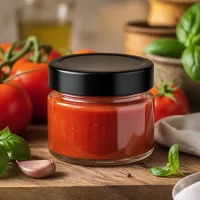 Rundglas 130ml UNiTWIST 24er-Set mit schwarzem Deckel zum Haltbarmachen von Soßen und Pasten