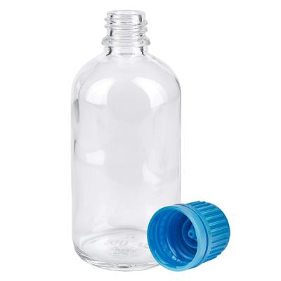 ClearLine Flasche 100ml UT18 Klarglas mit separatem blauem Sicherheitsschraubverschluss
