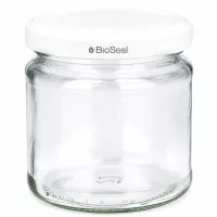 UNiTWIST Runda212 Glasgefäß mit weißem TO66 BioSeal Schraubdeckel für Lebensmittel Aufbewahrung