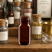 Traditionelle Apothekerflasche 30ml Braunglas PP28 im klassischen pharmazeutischen Design
