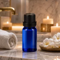 Wiederverwendbare 5ml Tropfflasche blau mit robustem schwarzen Verschluss OV BlueLine UT18