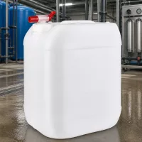 Quaderförmiger Kunststoffbehälter 20 Liter mit Auslaufhahn für Lagerung und Transport