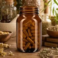 Traditionelle 250ml Weithalsflasche aus Braunglas im klassischen Apothekerflaschen Design