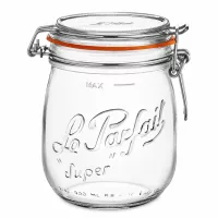 750ml Le Parfait Super Vorratsglas mit Bügelverschluss und Gummidichtung aus klarem Glas für Küche